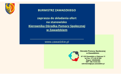 Nabór na stanowisko Kierownika gminnej jednostki organizacyjnej Ośrodka Pomocy Społecznej w Zawadzkiem